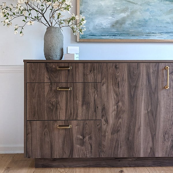 Frameless cabinet in a dining room